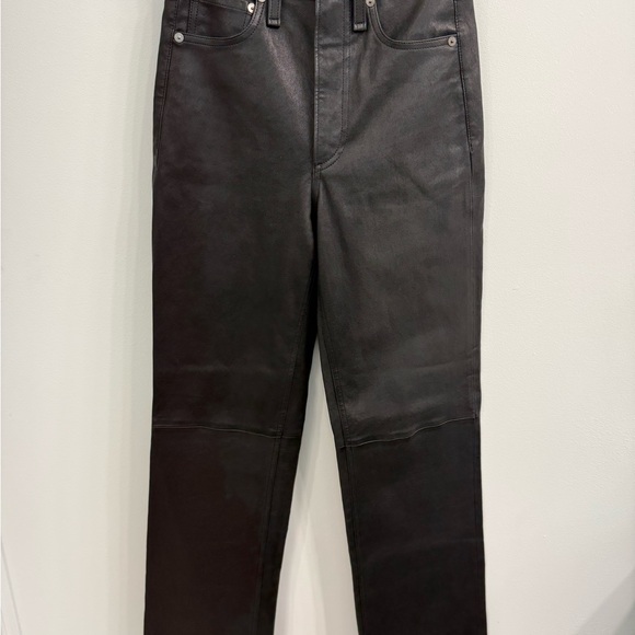 RAG & BONE Black Leather Pants - Size 23 - Picture 5 of 7